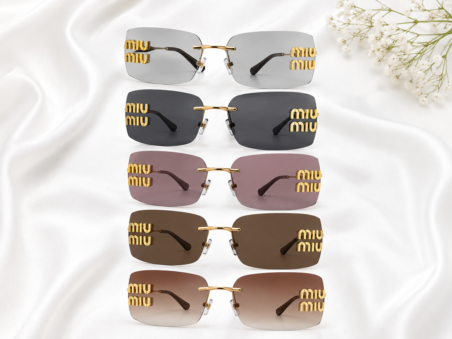 Miu Miu-Inspired Rimless Shield Sunglasses