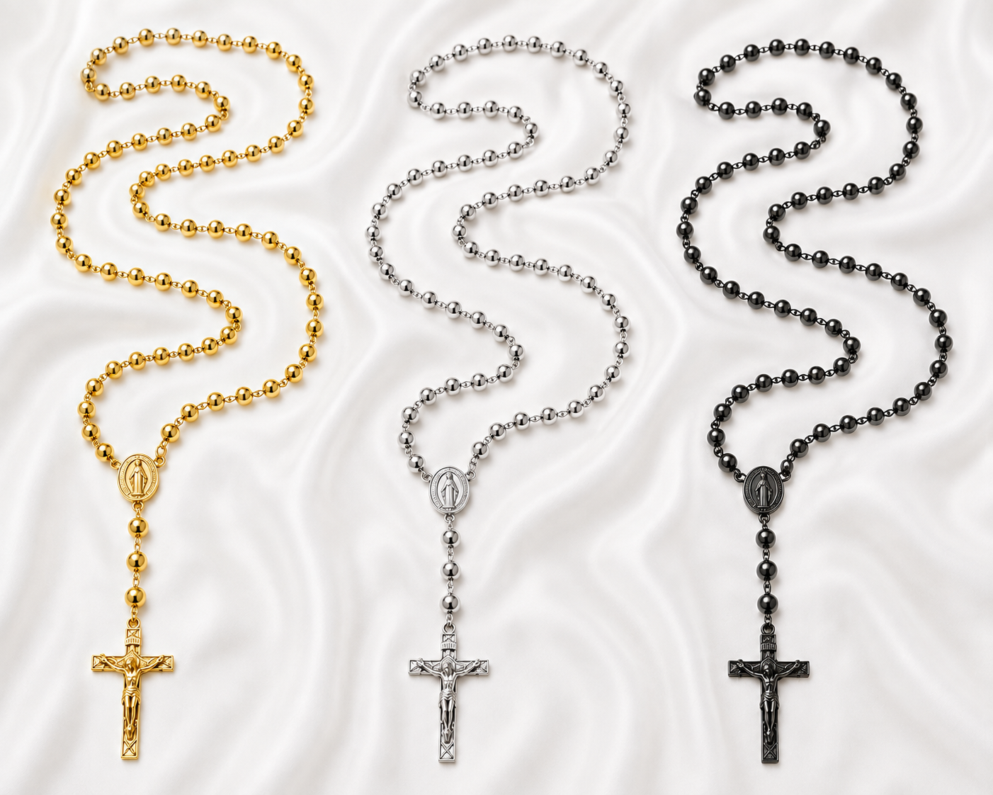 Stainless Steel Rosary Necklace
