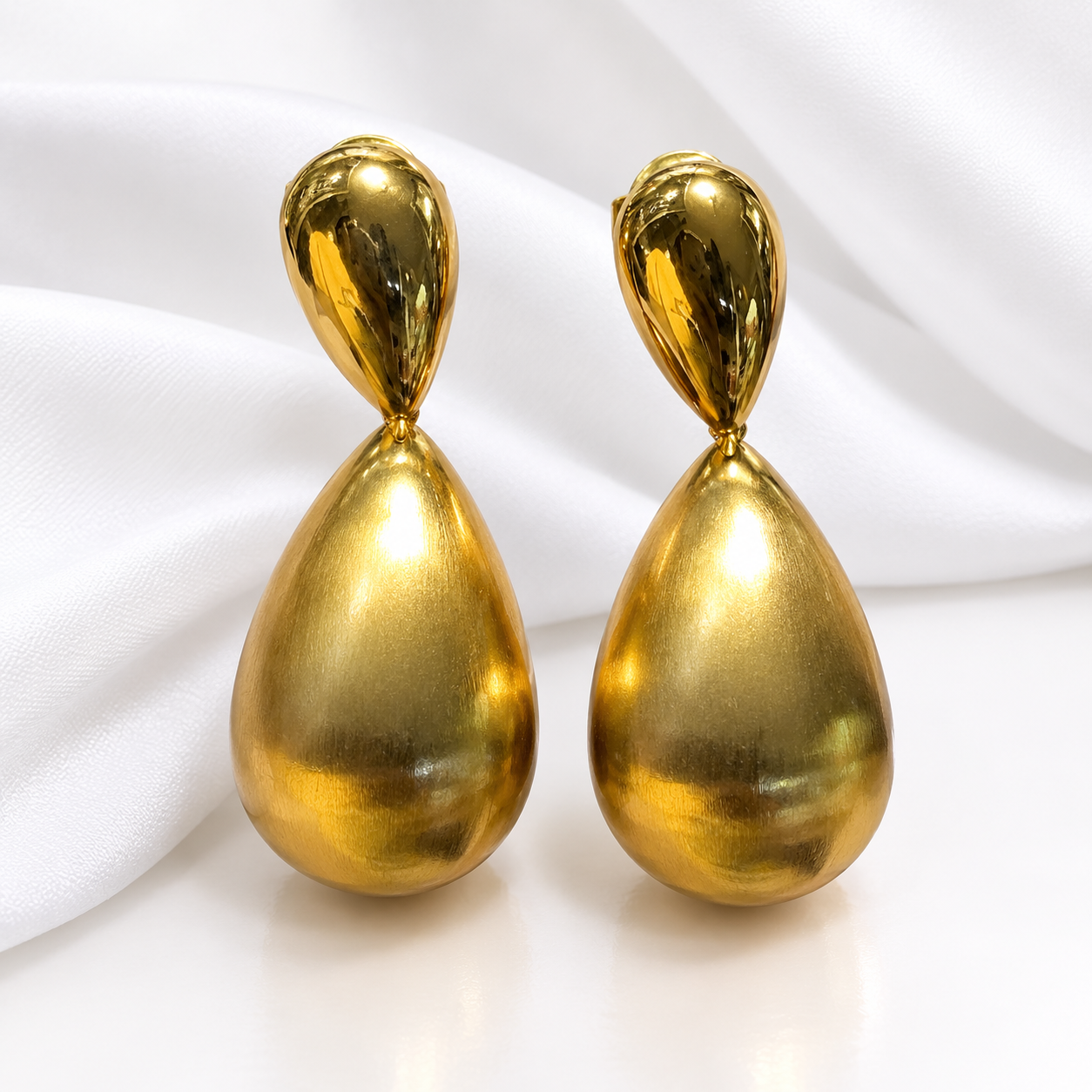 Gold Teardrop Statement Earrings