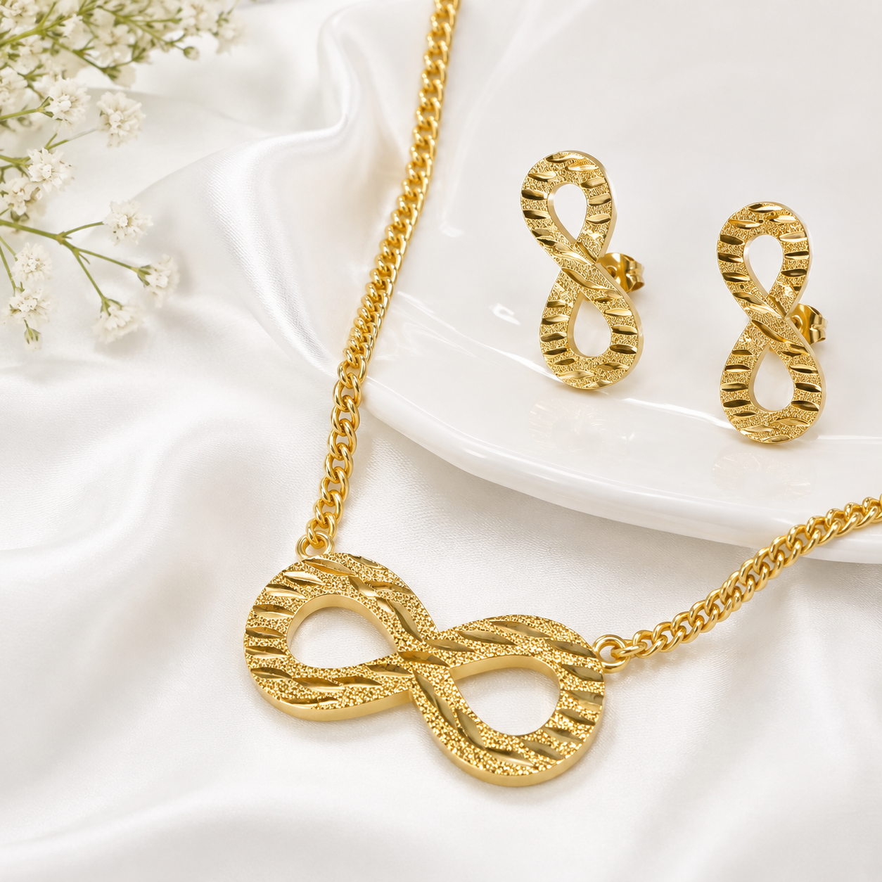 Infinity Necklace & Matching Earrings Set