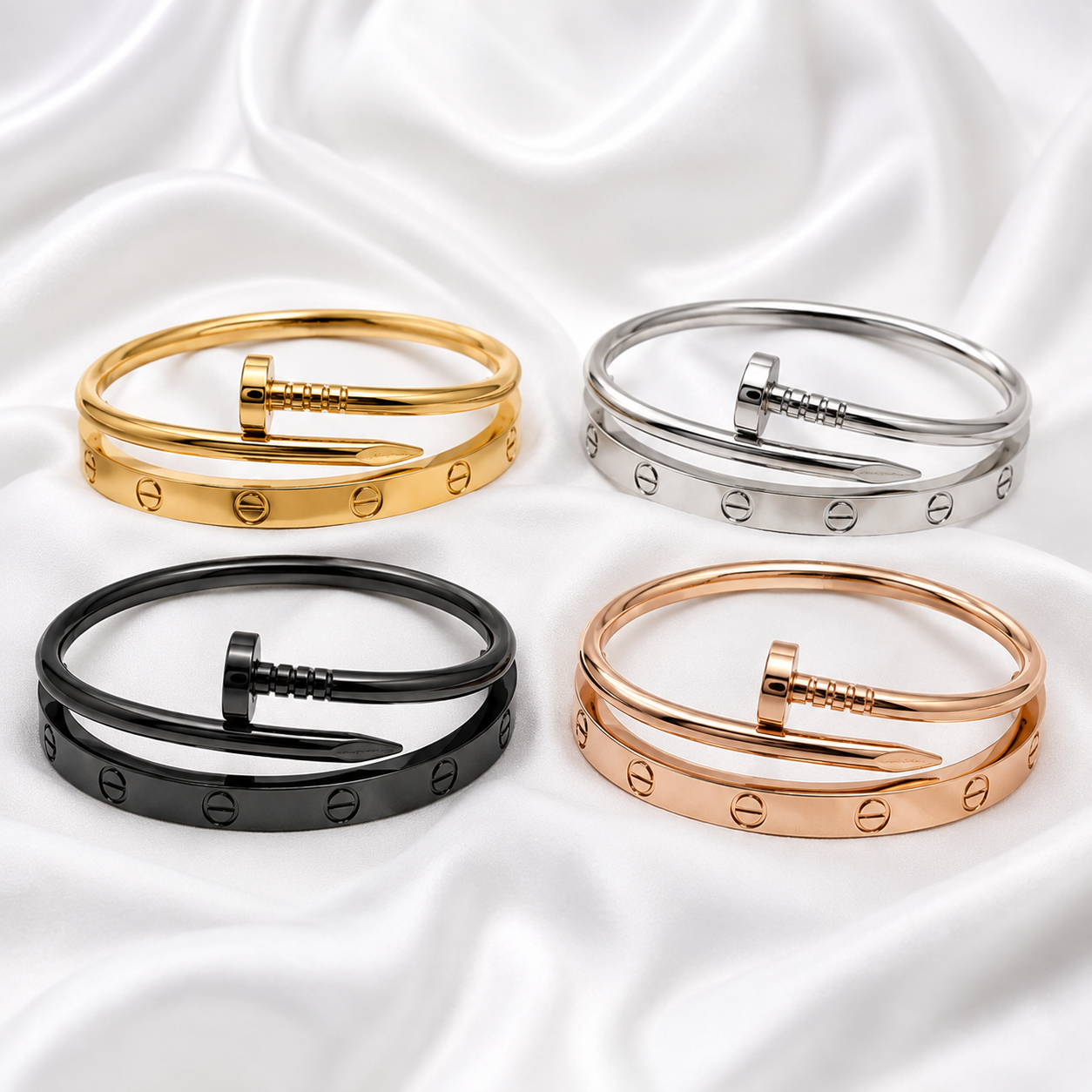 Cartier & Nail Stainless Steel Bangle Combo